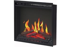 Cheerway 18 Inches Electric Fireplace Insert for Mantel and Tv Stand, Realistic Flame Fireplace Heater with Fire Log Set, Overheat Protection, 1500W
