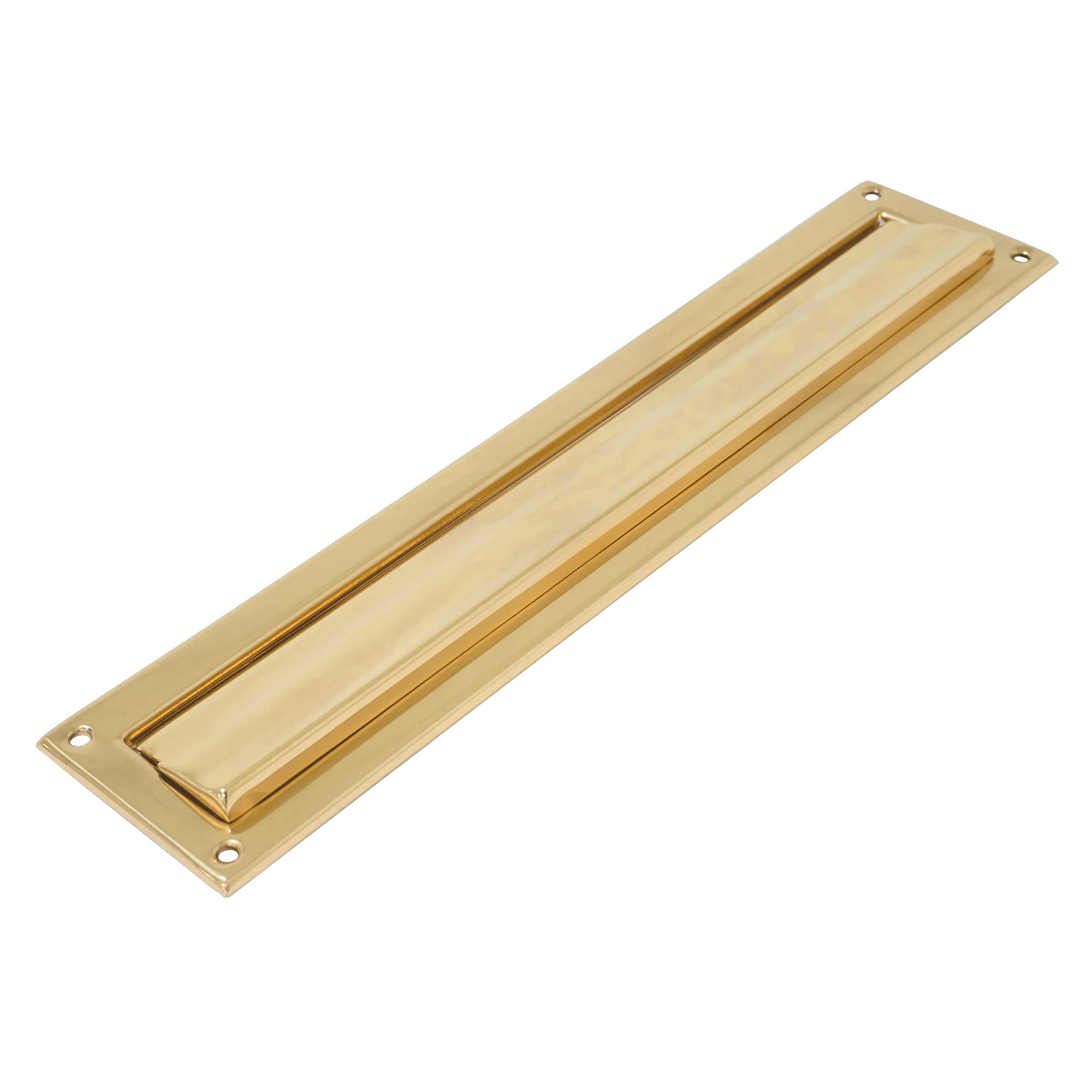 Amig - Mail Slot Golden Mod. 2 - Flap for Walls or Doors - Letter Collector with Brass Cover - 342 x 73 mm - Slot Size: 312 x 43 mm - Polished Gold Color - Letter Slot
