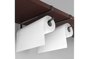 Paper Roll Holder, KIKISML 2 Pack Paper Towel Holder Cabinet Hanging Kitchen Roll Hanger Dispenser Storage Rack Towel Necktie