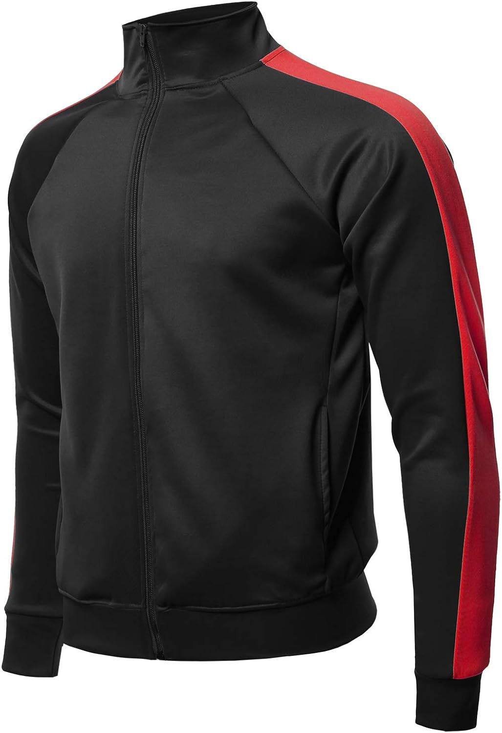 Men's Premium Quality Shoulder Panel Zip-Up Track Jacket at  Men’s Clothing store