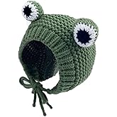 MINGSEECESS Kids Knitted Beanie Hat Cute Frog Cartoon Winter Warmer Cap with Big Eyes for Baby Boys Girls