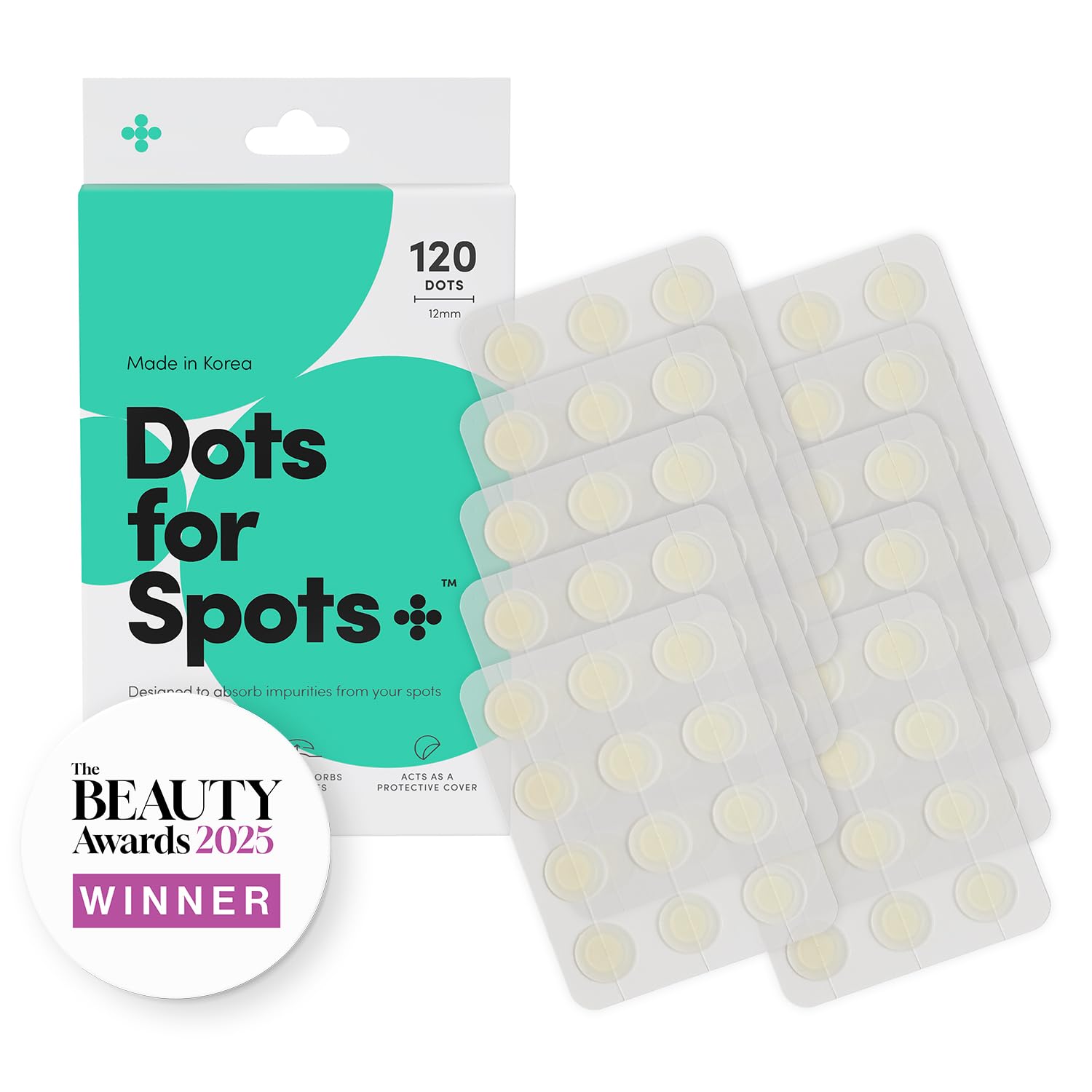 Dots for Spots Patches- Pack of 120 Translucent Hydrocolloid Spot Patch Treatment Stickers for Face - Fast-Acting, Vegan & Cruelty Free - Korean Skin Care