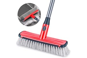 ILAVCOOL Scrub Brush Floor Brush with Long Handle, Deck Brush Floor Scrubber 2 in 1 Scrape Brush Stiff Bristle Shower Brush Scrubbing Brush Cleaning Brush for Bathroom, Kitchen, Tub, Carpet, Grout, Tile