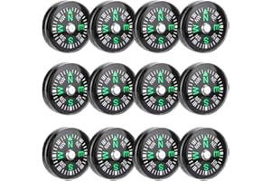 HJLIKE 50 Pieces Mini Compass Small Button for Kids 20mm Bulk Hiking Liquid Filled Survival Set Camping Boating Touring Backpacking Outdoor Activities, Pack of, BLACK