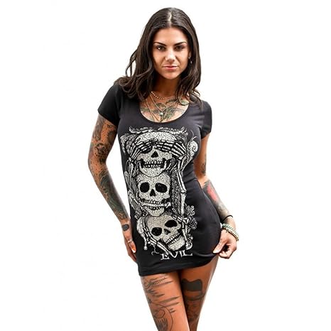 Damen Kleider, GJKK Damen Sommerkleid Hose Kurze Ärmel Schädel Gedruckt Sommer Vintage Mini Paket Hüfte Kleid Minikleid T-Shi