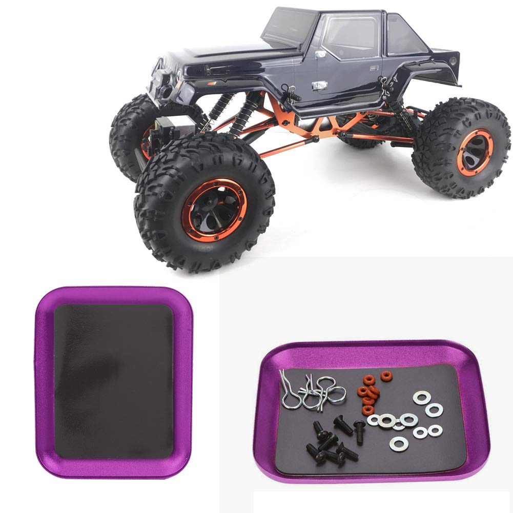 Magnetic Small Parts Tray Plate,Magnetic Tray, Aluminum Alloy Magnetic Tool Tray Set,for Small Parts and Tools for Socket Screw, Nuts, Bolts, Metal Parts (Purple)