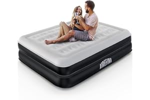 Airefina Air Mattress Queen with Built in Pump, Upgraded Stable Design Inflatable Mattress, Fast Inflation/Deflation, Double Flocked Surface Blow Up Mattress for Home 80x60x16in