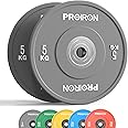 PROIRON Olympic Rubber Bumper Plates, 2" Solid Rubber Weight Plates for Barbell Strength Training and Weight Lifting, 5KG/10KG/15KG/20KG, Single or Pair
