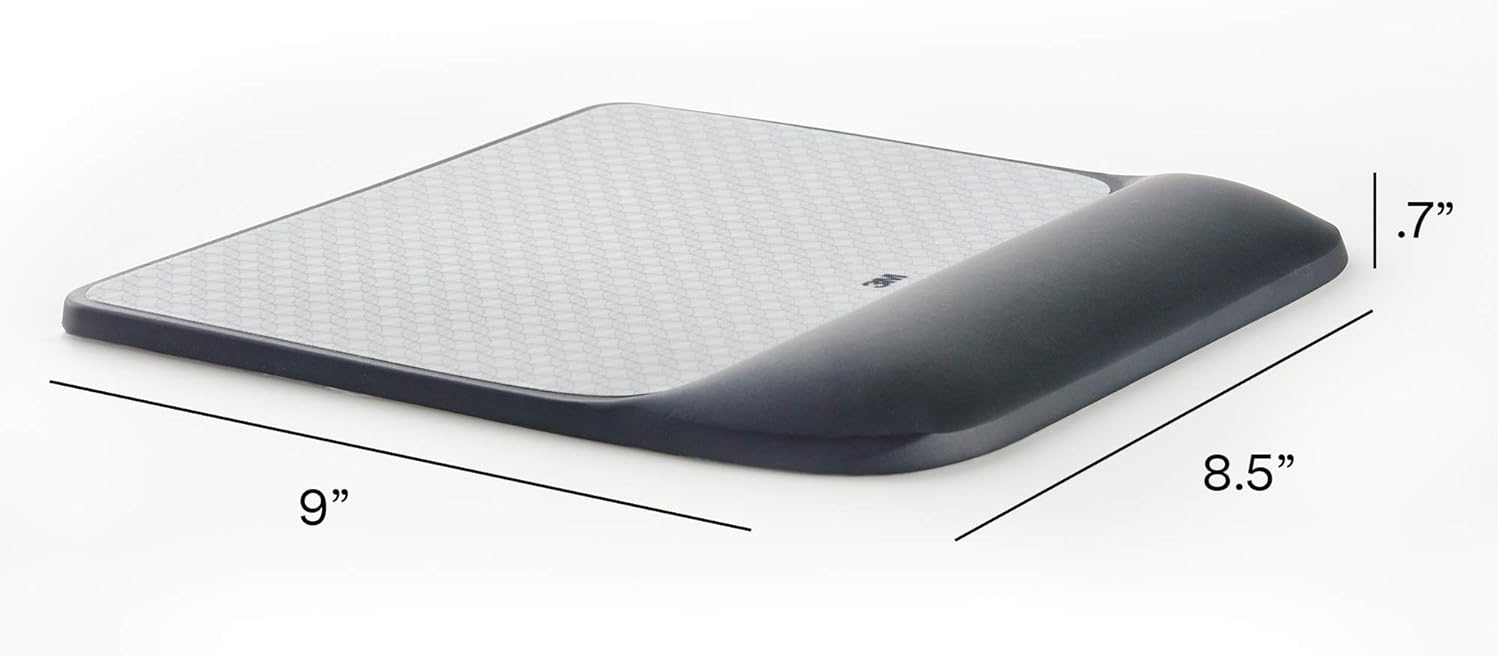 3M Precise Mouse Pad with Gel Wrist Rest, Soothing 3M Gel Technology and Satin Smooth Cover for All Day Comfort, Optical Mouse Performance and Battery Saving Design, Interlace (MW85B), 8.4" x 8.8" : Office Products