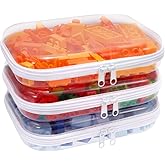 SXS LACONIC Clear Hard Plastic Zipper Case,Transparent Double Zippers Hard Pouch with 3pcs,Portable Travel Organizer Bin for Toy Storage