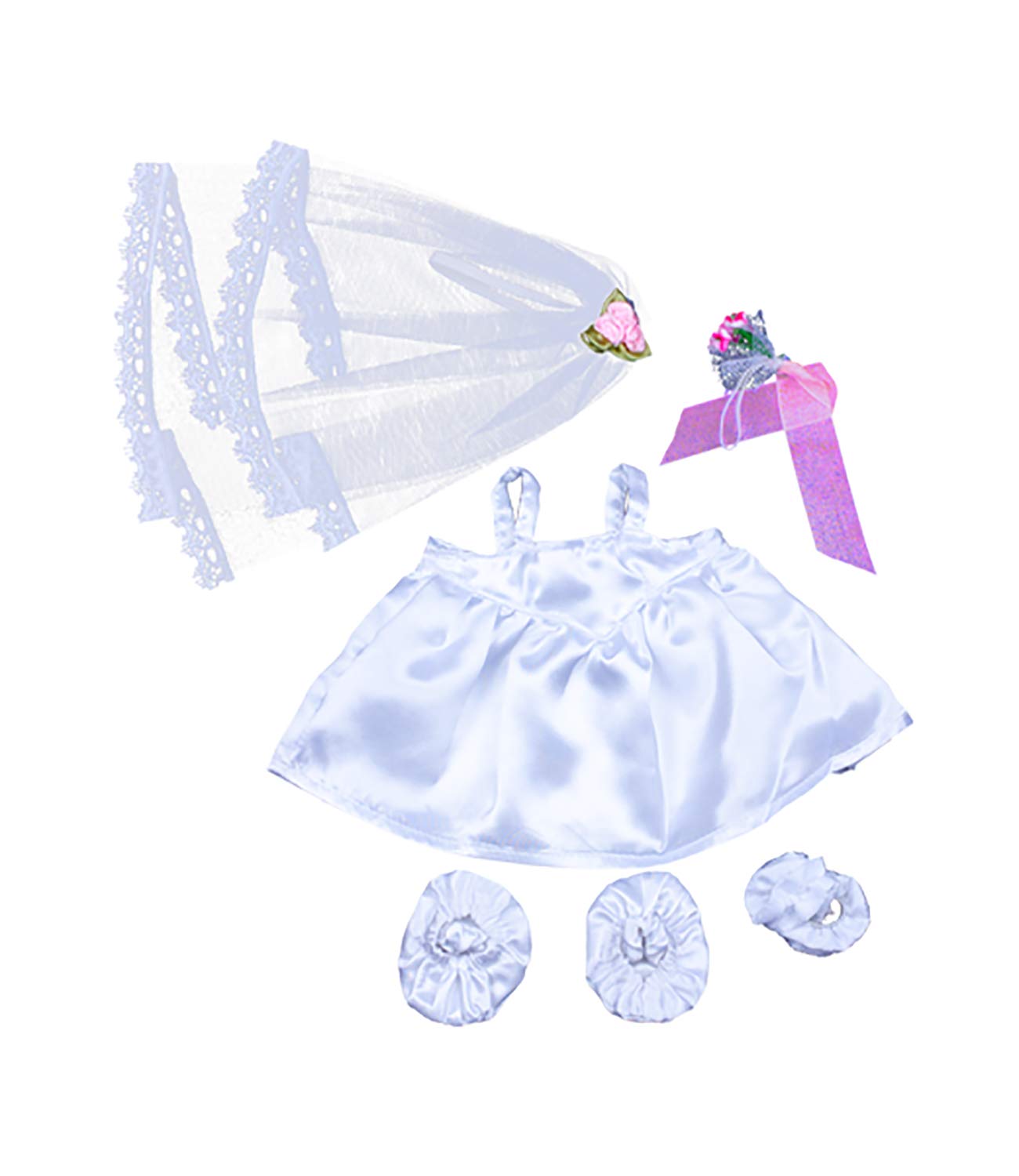 Bride with Veil and Bouquet Teddy Bear Outfit (8")