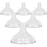 Silicone Bottle Nipples for Philips Avent Natural Baby Bottles,Size 5 Nipple,6m+,Flast Flow, 6 Count