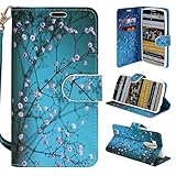LG G Flex Case, Customerfirst Wallet Case Classic for LG G Flex - PU Leather Wallet Case Flip Stand Cover (Will Not Fit LG G Flex 2 2nd Generation) (Blossom Teal)