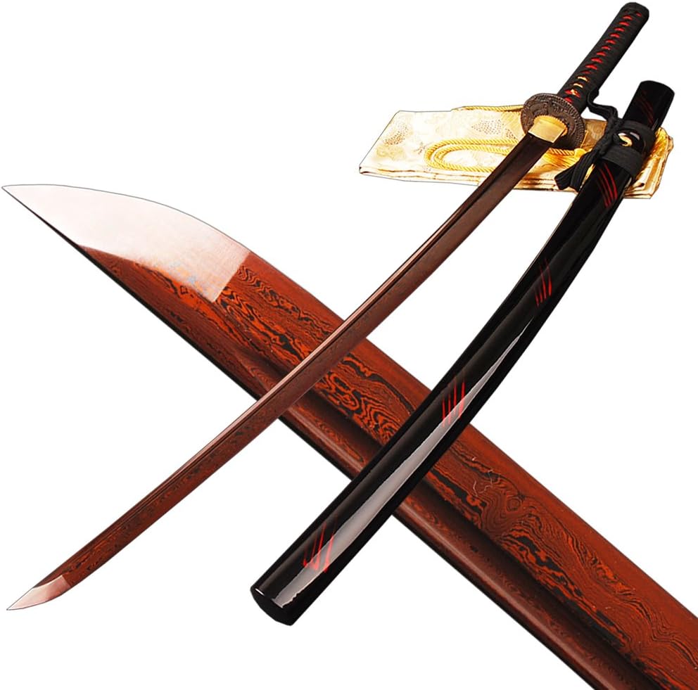 Shijian Folded Steel 2048 Layer RED Blade Full Tang Samurai Sword