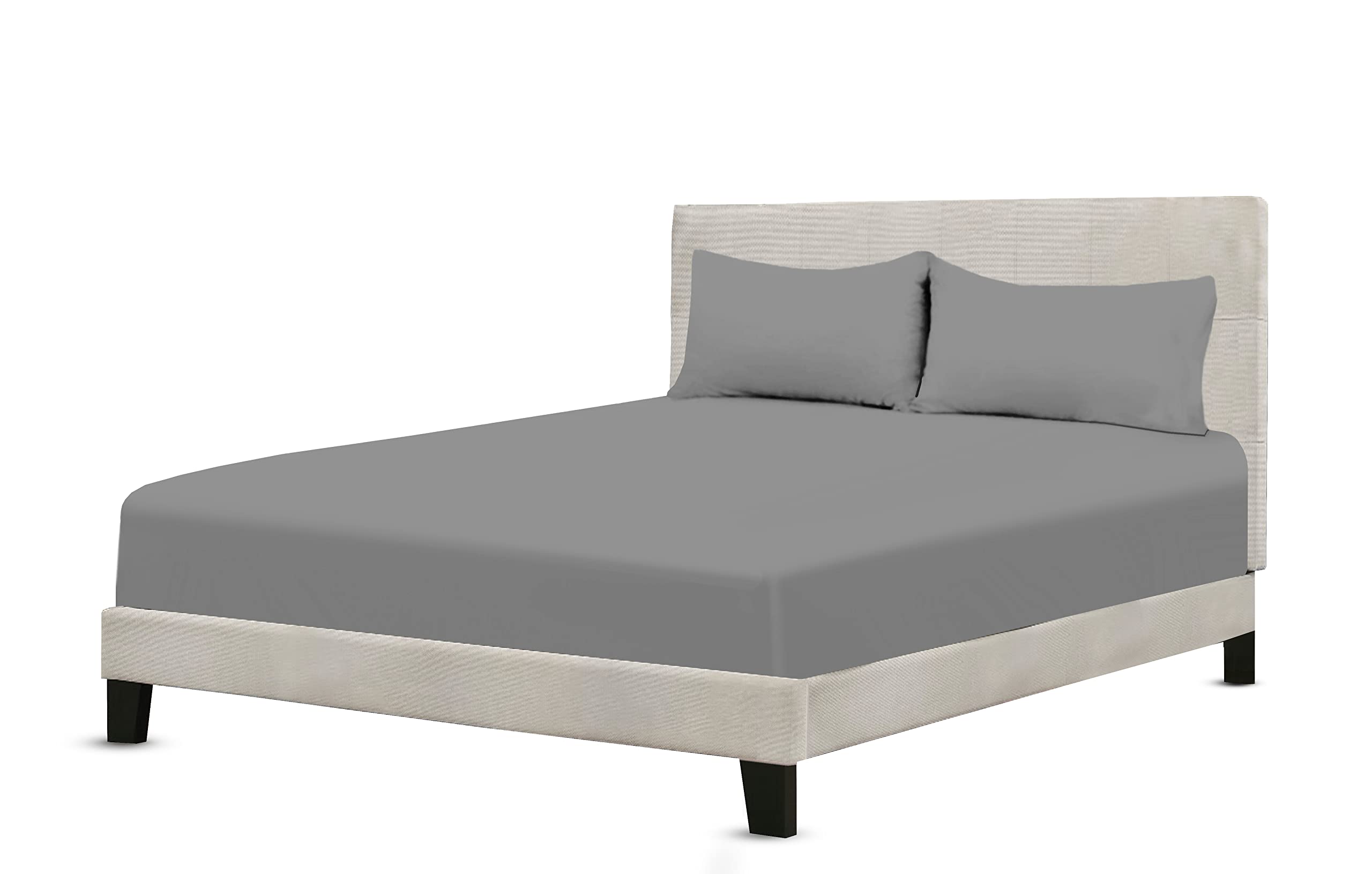 A ATH COLLECTION 300 Thread Count Egyptian Cotton Fitted Sheet 30 CM/12 Inch Extra Deep Pocket, Hotel Quality Cotton Soft, Fade & Wrinkle Resistant Fitted Bed Sheets (Double, Grey)