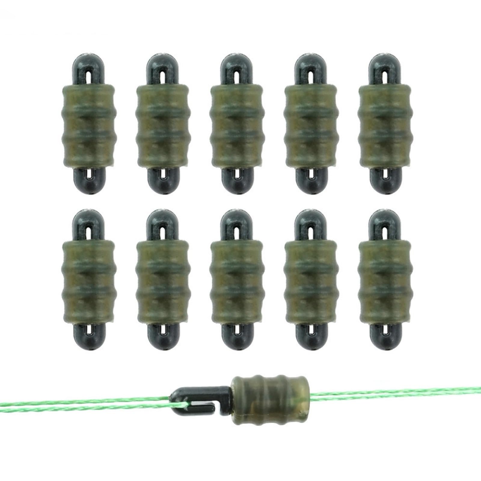 Jadeshay 20pcs Fishing Line Stopper, Carp Fishing Line Connectors Hooklength Beads Bite Indicators,Threaded Outside Stopper Beads Feeder Fishing Tackle Accessories