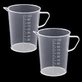 100ml Plastic Measuring Cups, 2 Pack Clear Graduated Beaker | Transparent Measuring Container with Handle and Spout, Stackable, Double Sided Graduations, for Liquid, Oil, Lab, Kitchen