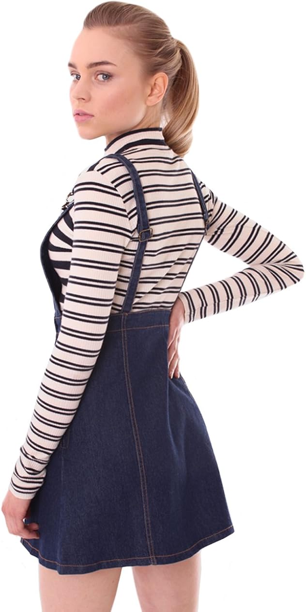 denim pinafore skater dress
