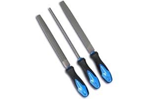 MORROWIND 3 Pcs Metal File Set, 8-Inch Carbon Steel Files with Flat, Half-Round, and Round Shapes, Heavy-Duty Hand Tools for Metal, Wood, Plastic and More, Blue