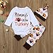 LNGRY Newborn Infant Baby Girl Boy Letter Romper +Pants+Hat Thanksgiving Outfits (12-18 Months, White)