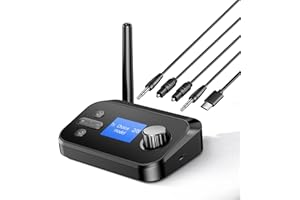 EPPFUN Bluetooth Transmitter Receiver 3-in-1 Bluetooth 5.3 Audio Adapter for 2 Headphones with LCD Display Adjustable Volume, Optical in/Out 3.5mm AUX in/Out Bypass for TV Home Stereo Speaker