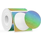 SUPVAN T50M Series Label Maker Tape, Round Size Φ 2'' (50mm) 140 Labels/Roll Genuine Laminated Thermal Label Tape Refill, Waterproof Oilproof Adhesive Auto Detect Labels, Black on Galaxy Gradient