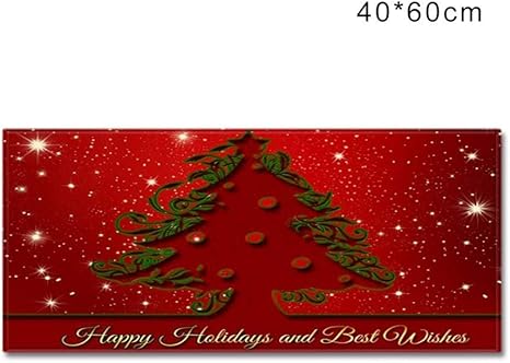 Amazon クリスマスラグマットリビングルームベッドルームダイニングルーム廊下用カーペットのロングランナーラグ以外はバックスリップようこそ玄関マット クリスマスツリーサンタクロースプリントホームデコレーション Soul Hill Color Colorb Size 40 X 60cm 15 7
