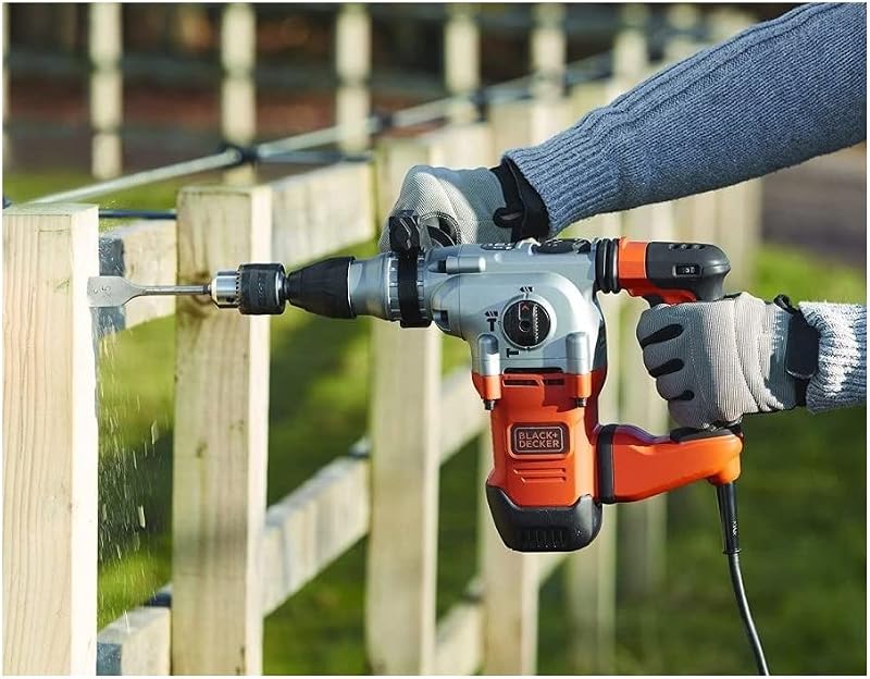 Trapano a percussione SDS+, motore da 1250 W, funzionalità a 3 modalità, forza d'urto di 3,5 J, include punte e scalpello, BEHS03K-QS