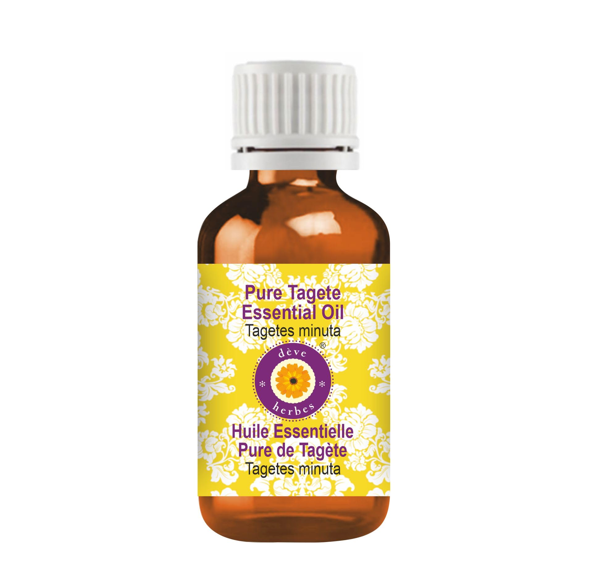 Deve Herbes Pure Tagete Essential Oil (Tagetes minuta) Steam Distilled Natural Therapeutic Grade 10ml (0.33 oz)