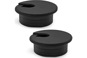 Litoexpe Black Desk Cord Grommets 1-1/2 Inch, Plastic Grommet Cable Hole Cover for Office Equipment, Computer Desk Wires - 2 Pieces
