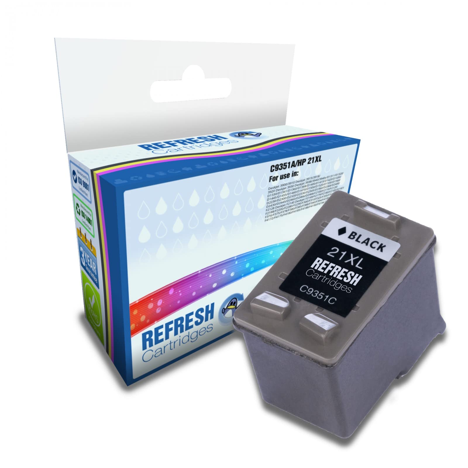 Refresh Cartridges Remanufactured Ink Cartridge Replacement for HP C9351A/HP 21XL (Black)
