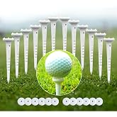 BIRDIE79 Big Easy Golf Tees, 0.75" Big Head, Adjustable Height, 12 Pack. | Break-Resistant Design, 6-Prong Head, Silicone Stoppers Included