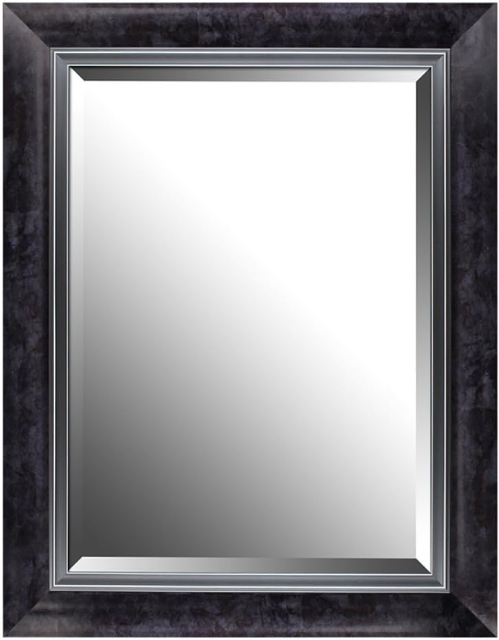 Mirrorize Black Marble Style Frame With Liner Beveled Mirror Vanity