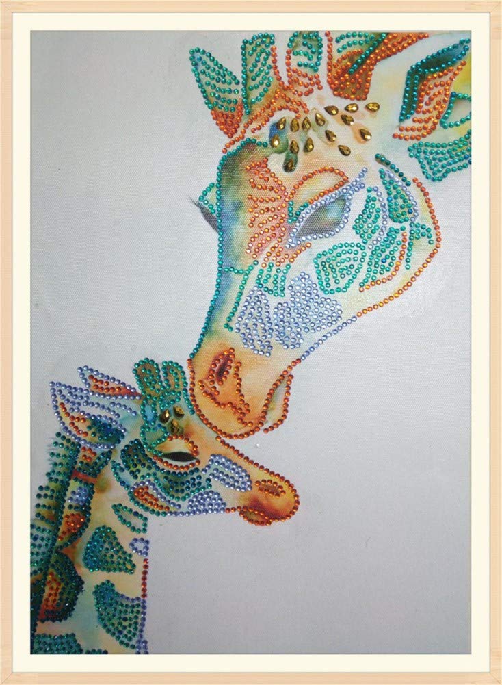 ABEUTY Diamond Painting Special Shaped Drills Kits, Two Giraffes Kiss Mother and Son 5D DIY Diamond Art 30x40cm Mosaic Kit (Giraffes)