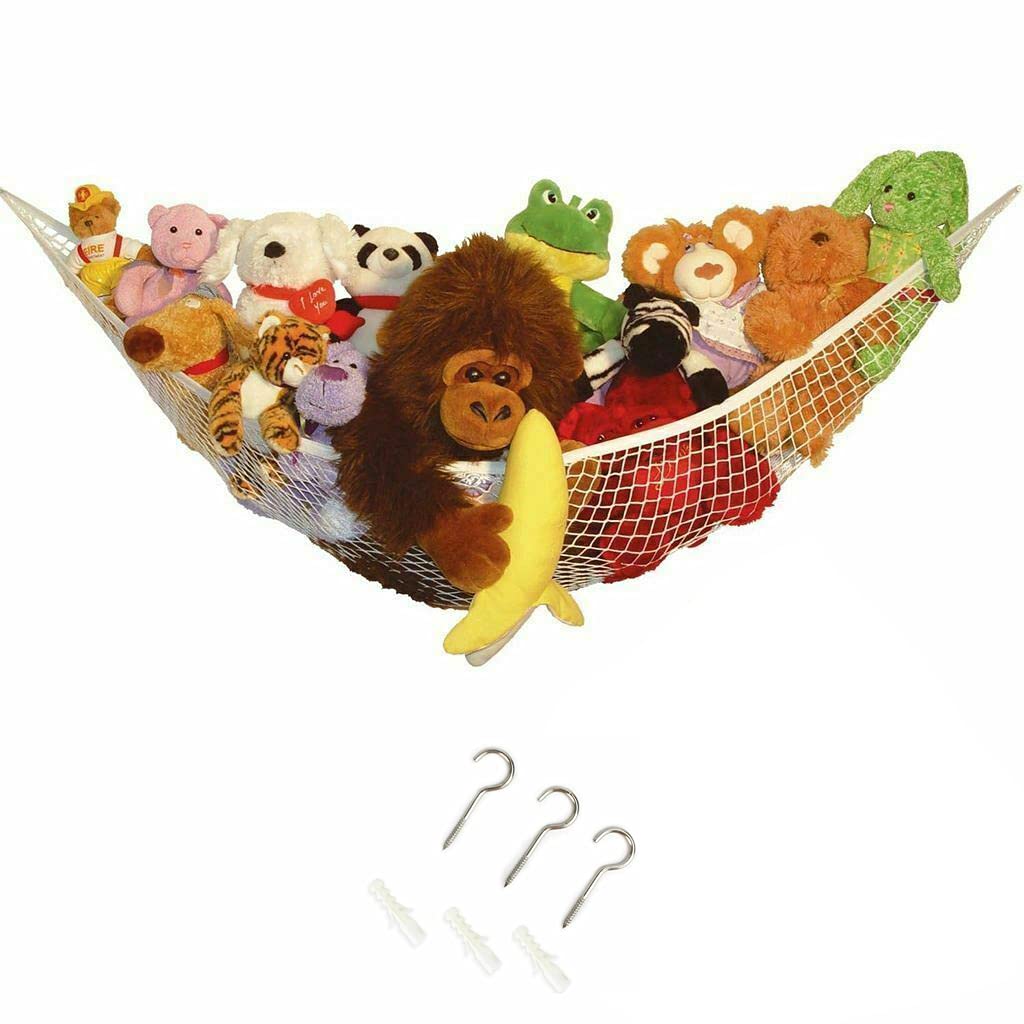 RMTL Toy Hammock Toys Holder Net Corner Large Toy Storage Hammock Net - Keep Childs Room Nursery Tidy For Stuffed Animal Toys - With Hooks