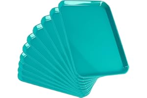 JMU 10Pcs Autoclavable Dental Procedure Tray, Plastic Flat Trays Size B 13.25" x 9.75" (Teal)