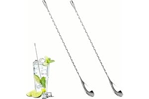 2Pcs Bar Spoon, 11.8 Inch Cocktail Stirrers Stainless Steel, Spiral Design Bar Spoon with Weighted Handle Versatile Cocktail 