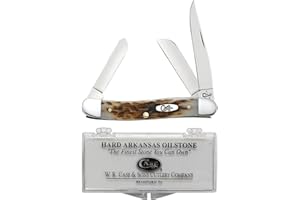 Case XX WR Pocket Knife Medium Stockman With Genuine Bone Handle, Stainless Steel Blades, Length Closed: 3 5/8 Inches (Amber Bone W/Sharpening Stone)