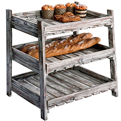 MyGift Multipurpose 3-Tier Country Rustic Wood Crate Design Tabletop Organizer Display Rack - Thumbnail 6