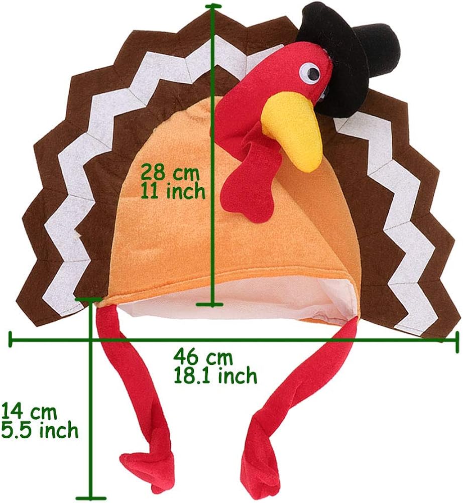 2 Pack Thanksgiving Party Turkey Hat Costume Unisex Hat with Tail Gifts Party Decor Costumes Novelty Turkey Hat Orange: Clothing