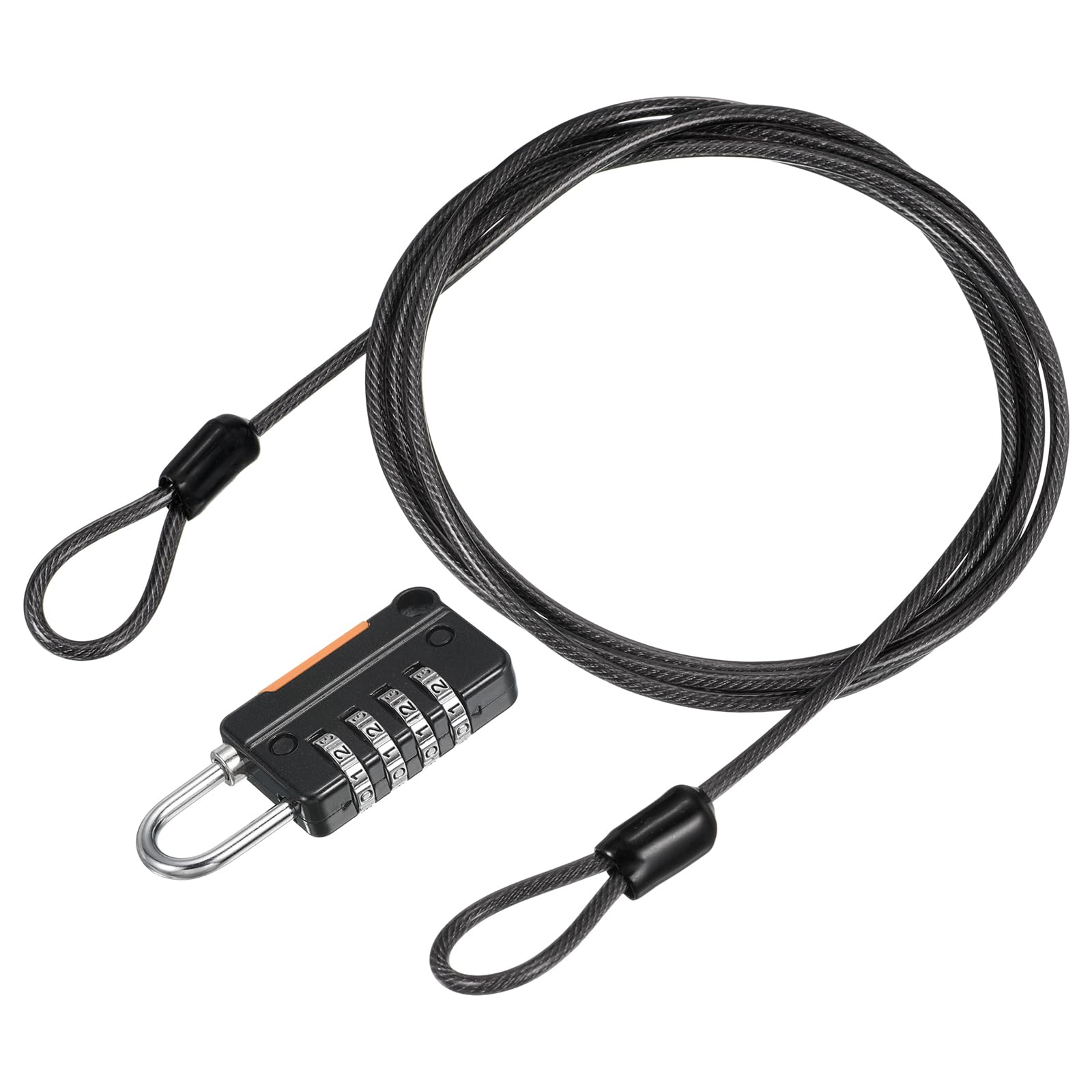 YOKIVE 1 Set 4 Digit Combination Locks with Security Cable, Outdoor Padlocks | Steel Lock Chains Great for Lockers, Luggage, Bike (Black, 5-Feet)