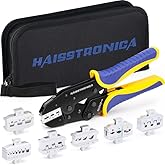 haisstronica 6 in 1 Crimping Tool Kit, Professional Ratchet Wire Crimper with 6 PCS Interchangeable Dies for Heat Shrink, Non