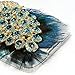 Galaxy S5 Case - Mavis's Diary 3D Handmade Bling Crystal Luxury Peacock with Blue Feather Sparkly Diamond Clear Hard Cover for Samsung Galaxy S5 G900 & Dust Plug & Feather Stylus & HD Screen Protector