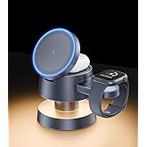 BLESSOURCE 4-in-1 Magnetic Wireless Charging Station for iPhone 16/15/14/13 Pro Max, with Night Light Wireless Charging Station Fast Charging for Apple Watch, AirPods & Multiple Devices