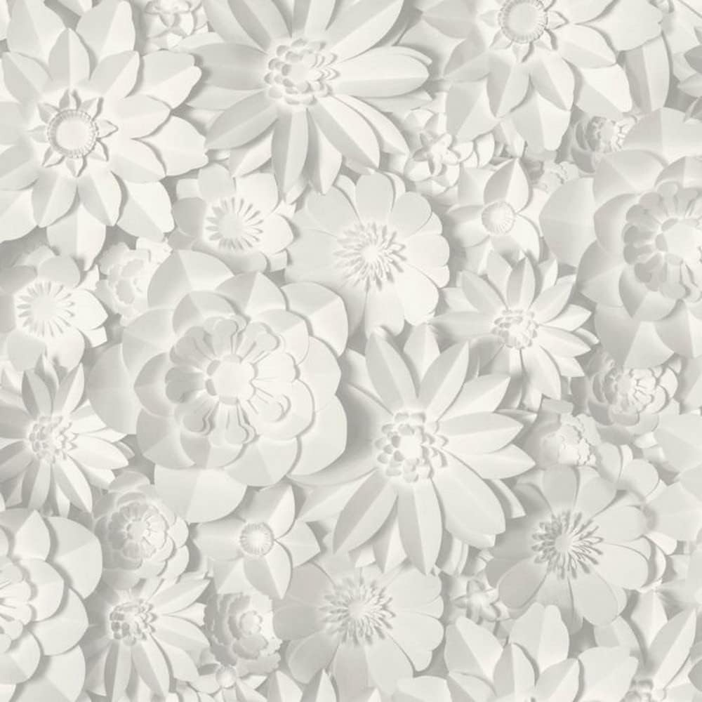 Fine Decor 3D Floral White Paste the Paper Washable Peelable Wallpaper