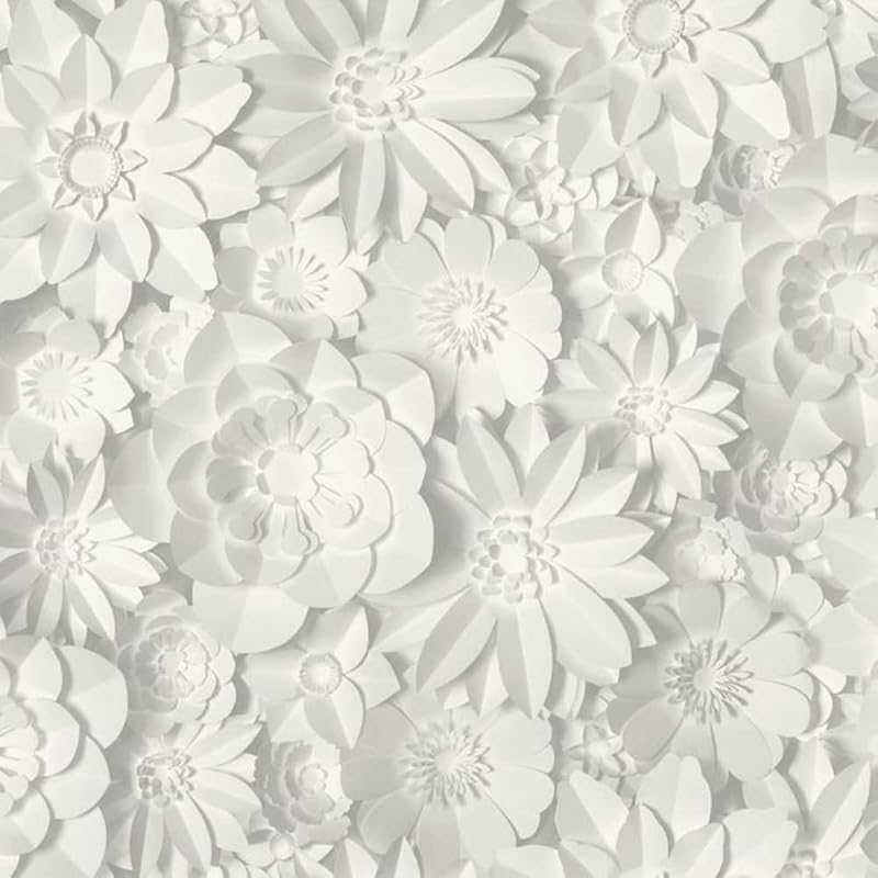 Fine Decor 3D Floral White Paste the Paper Washable Peelable Wallpaper