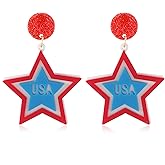 Patriotic 4th of July Sparkling Star-Drop Earrings for Women - Red White Blue USA Flag Dangle Earrings with hypoallergenic Design Independence Day Holiday Gift