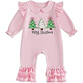 Doisbetthsay Baby Girl First Christmas Outfit My 1st Christmas Newborn Romper Long Sleeve Jumpsuit Infant Santa Outfit