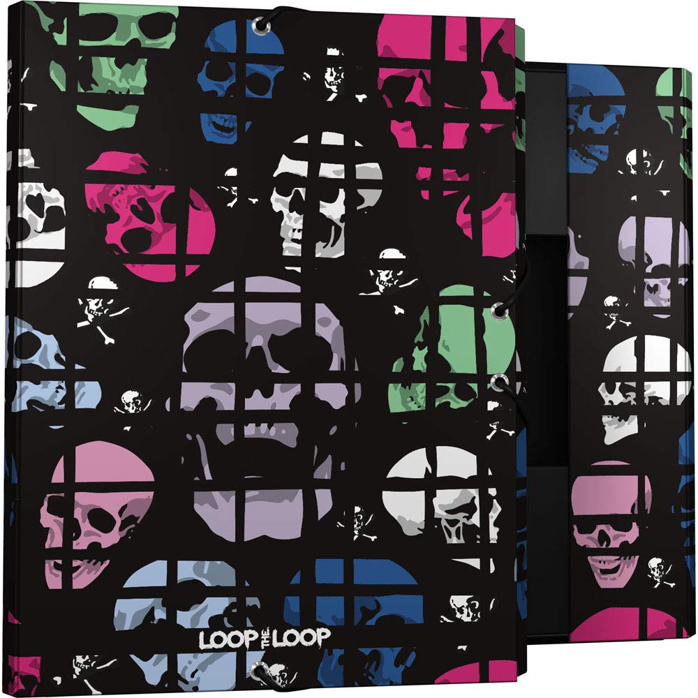 Grafoplás 82401983 Loop The Loop Collection Cardboard School Folder 3 Flaps, Model Skulls, Folio
