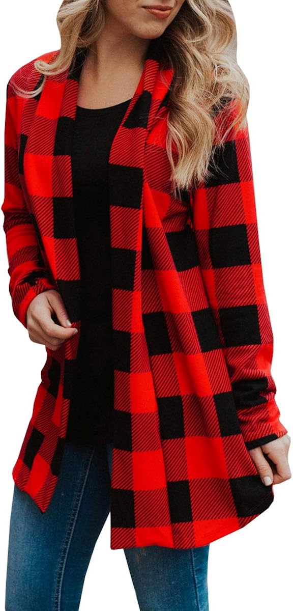 buffalo plaid cardigan womens